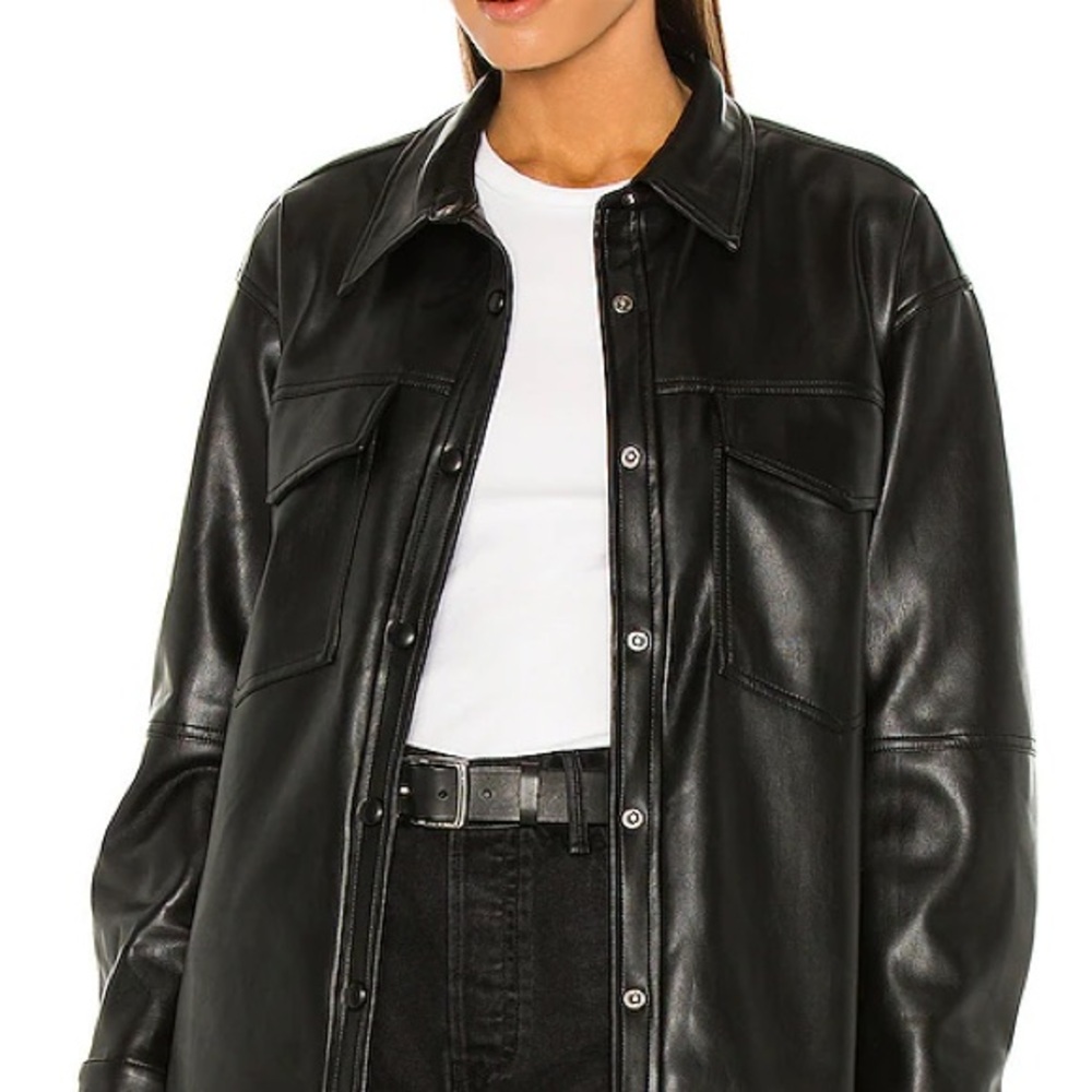 APPARIS Riley Faux Leather Shirt Jacket